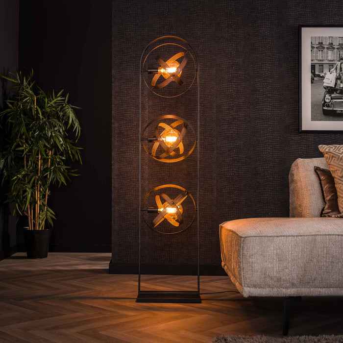 Stehleuchte 3L Cosmos Mesh | Schwarzes Metall