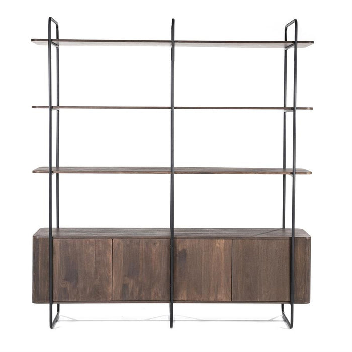Schrank James | Braunes Mangoholz | Offene Türen | 210 cm