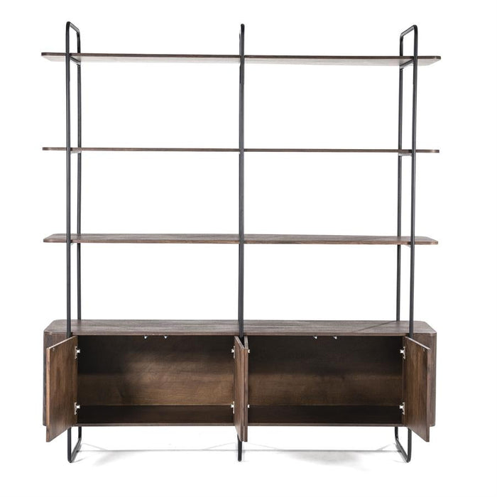 Schrank James | Braunes Mangoholz | Offene Türen | 210 cm