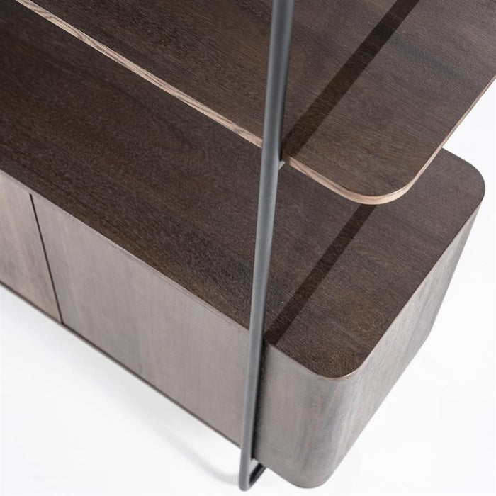Schrank James | Braunes Mangoholz | Offene Türen | 210 cm