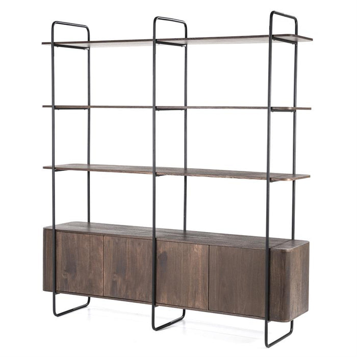 Schrank James | Braunes Mangoholz | Offene Türen | 210 cm