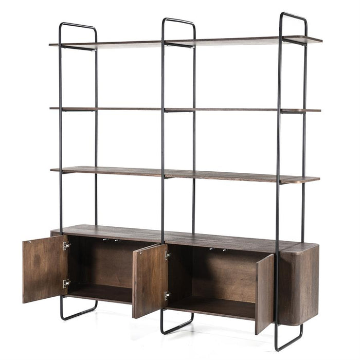Schrank James | Braunes Mangoholz | Offene Türen | 210 cm