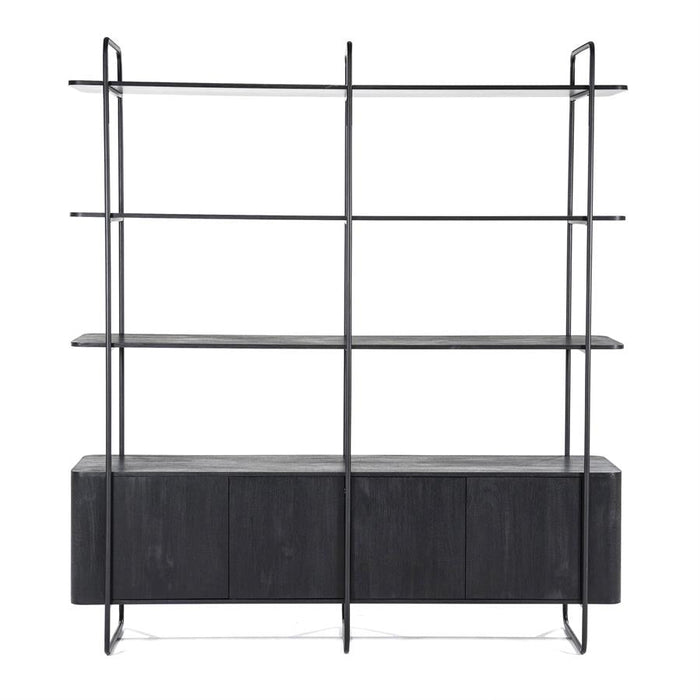 Schrank James | Schwarzes Mangoholz | Offene Türen | 210 cm