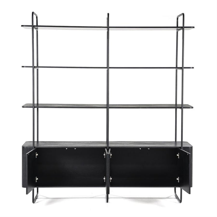 Schrank James | Schwarzes Mangoholz | Offene Türen | 210 cm