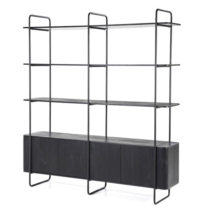 Schrank James | Schwarzes Mangoholz | Offene Türen | 210 cm