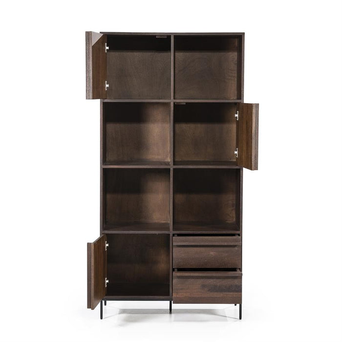 Schrank Jimmy | Braunes Mangoholz | Offene Regale