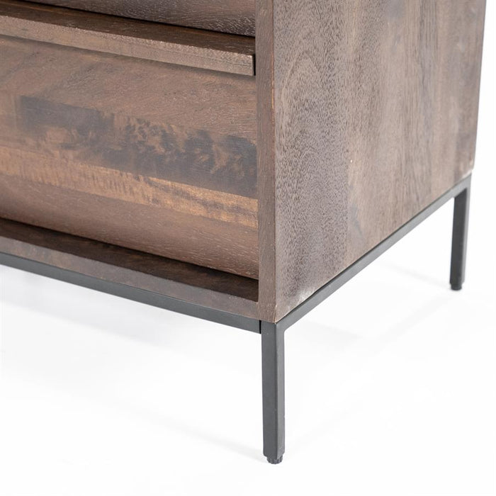 Schrank Jimmy | Braunes Mangoholz | Offene Regale