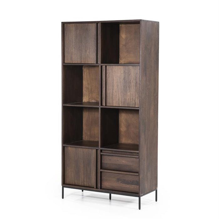 Schrank Jimmy | Braunes Mangoholz | Offene Regale