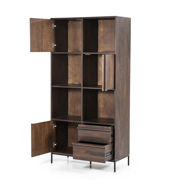 Schrank Jimmy | Braunes Mangoholz | Offene Regale