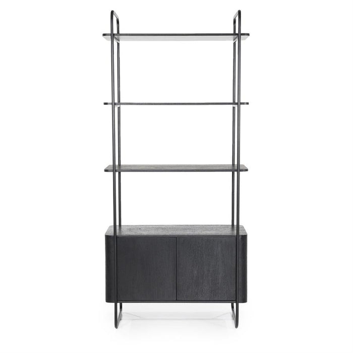 Schrank James | Schwarzes Mahagoni | Offene Regale | 96 cm