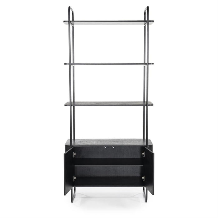 Schrank James | Schwarzes Mahagoni | Offene Regale | 96 cm