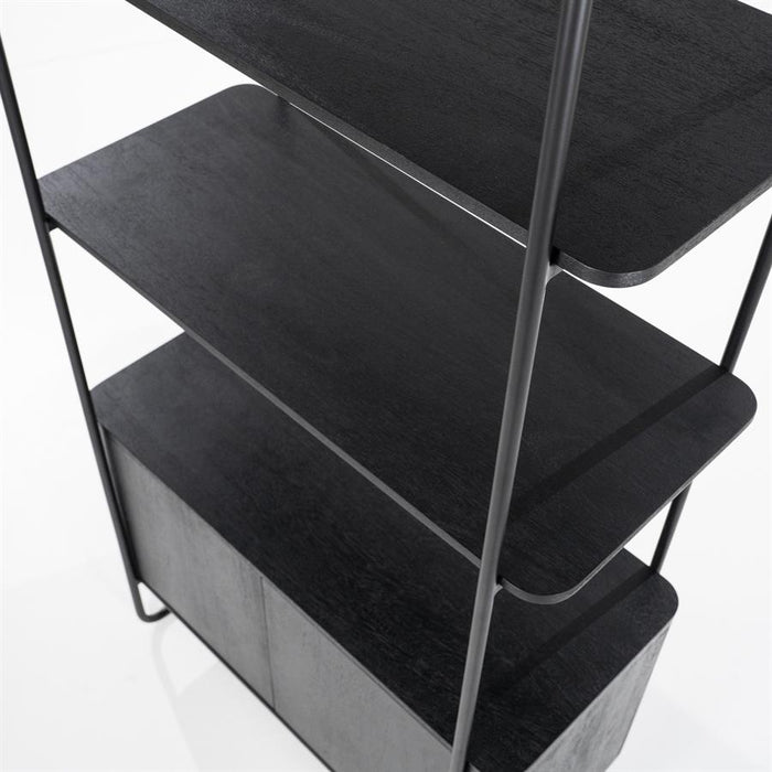 Schrank James | Schwarzes Mahagoni | Offene Regale | 96 cm