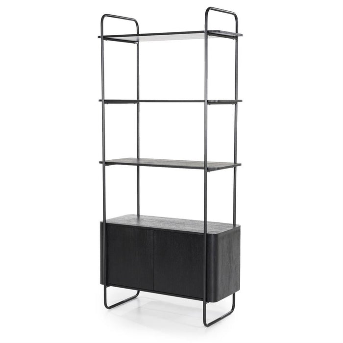 Schrank James | Schwarzes Mahagoni | Offene Regale | 96 cm