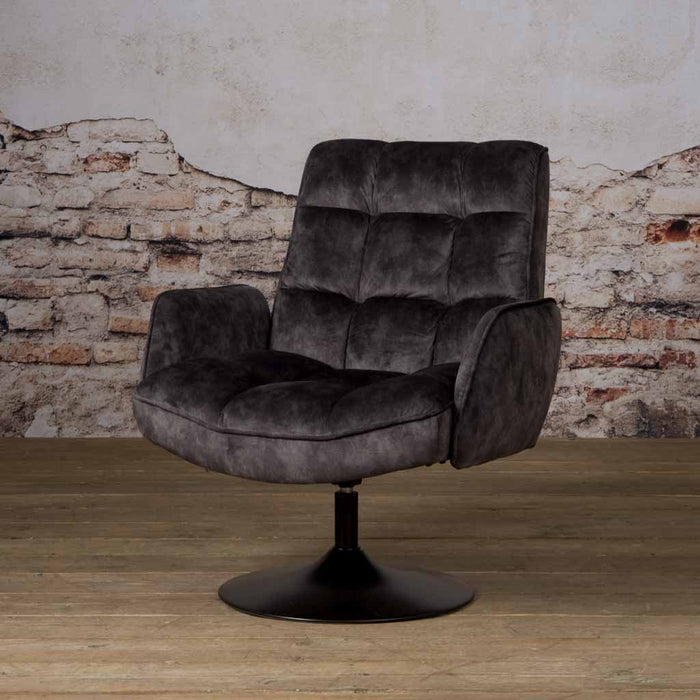 Drehbarer Sessel Tropea | Samt dunkelgrau