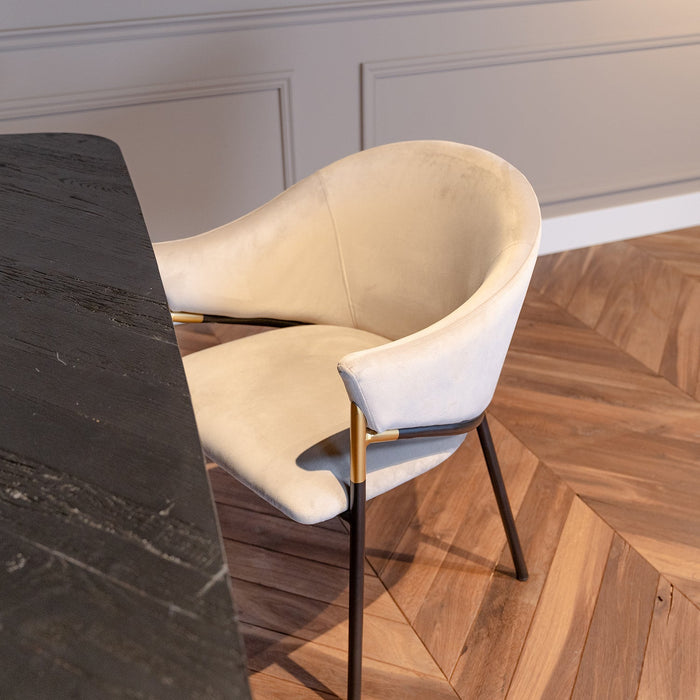 Eleganter Esszimmerstuhl Jocasta in luxuriösem Khaki mit Velours für ein stilvolles Interieur