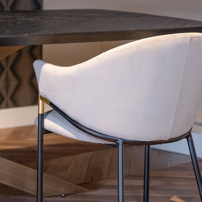 Eleganter Esszimmerstuhl Jocasta in luxuriösem Khaki mit Velours für ein stilvolles Interieur