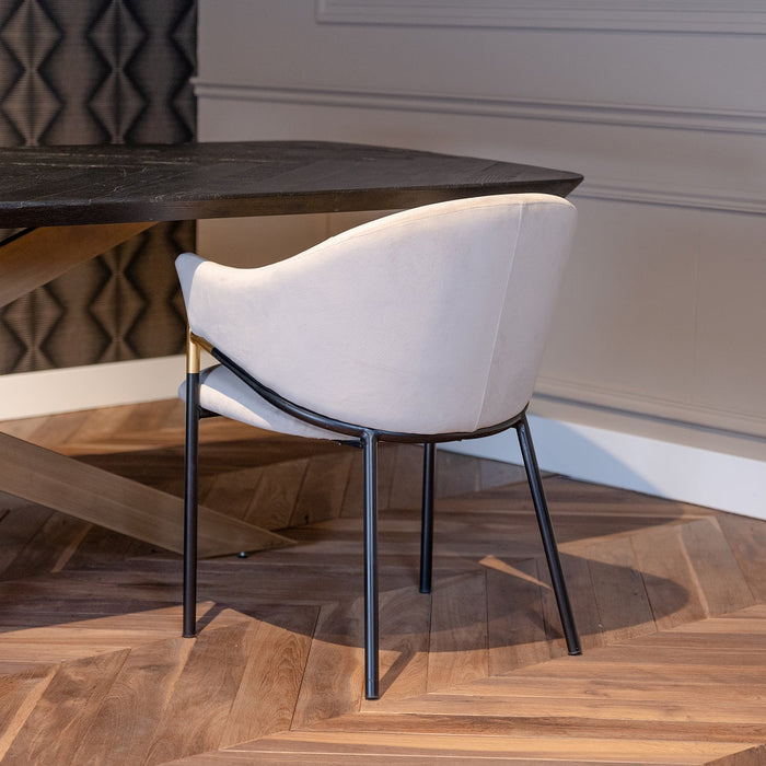 Eleganter Esszimmerstuhl Jocasta in luxuriösem Khaki mit Velours für ein stilvolles Interieur