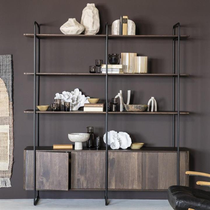 Schrank James | Braunes Mangoholz | Offene Türen | 210 cm