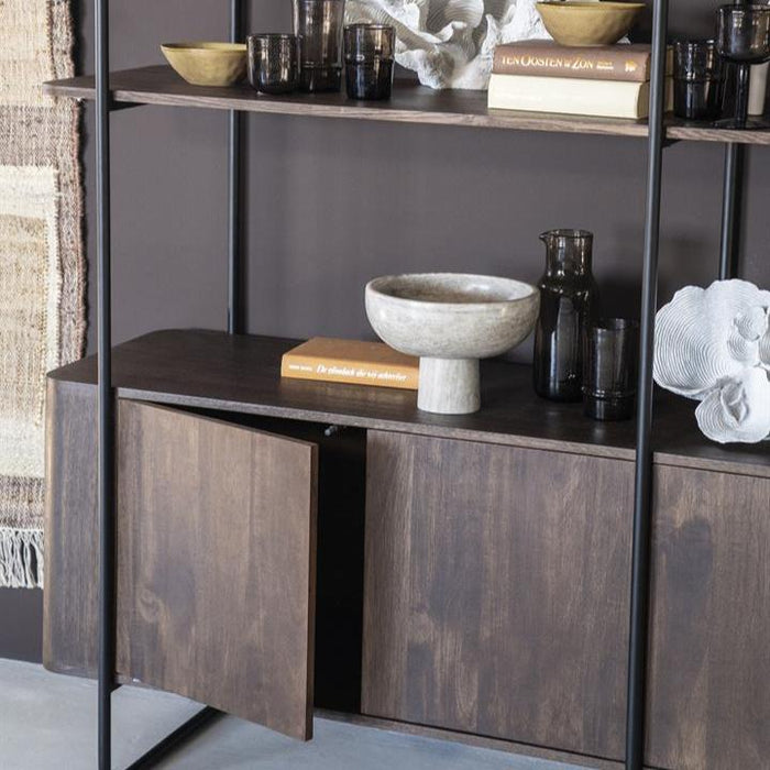 Schrank James | Braunes Mangoholz | Offene Türen | 210 cm
