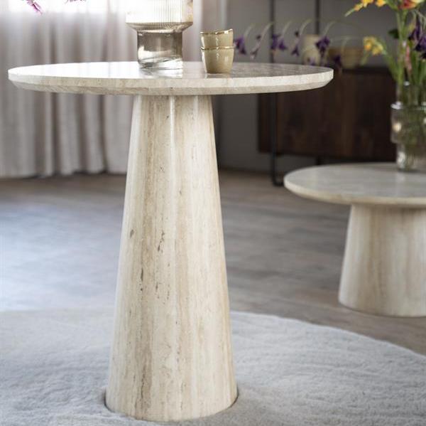 Aime Restauranttisch | Beigefarbener Travertin | Rund