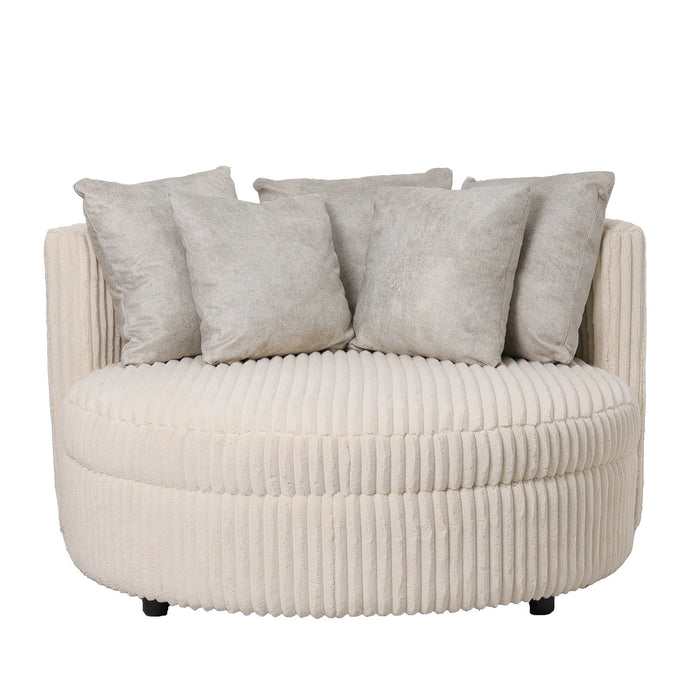 Fayen Sessel | Cremefarbener Rippstoff