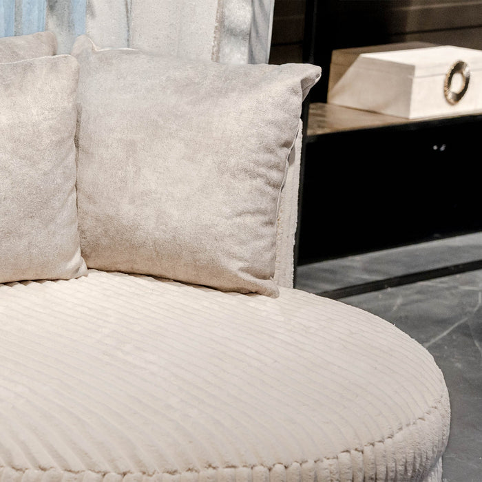 Fayen Sessel | Cremefarbener Rippstoff
