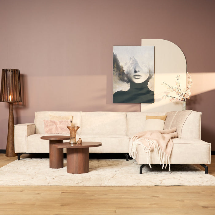 Ausziehbares Ecksofa Floris | Beigefarbener Velours