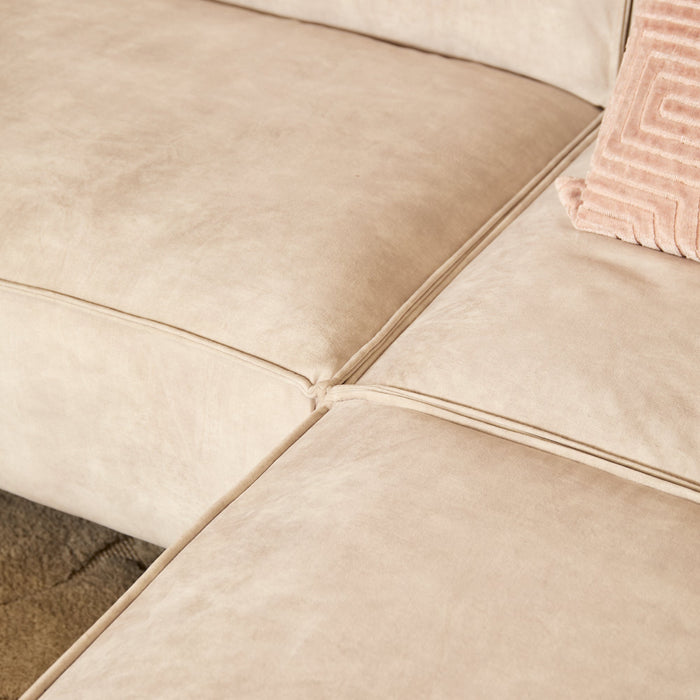 Ausziehbares Ecksofa Floris | Beigefarbener Velours