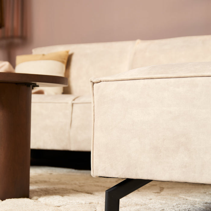 Ausziehbares Ecksofa Floris | Beigefarbener Velours