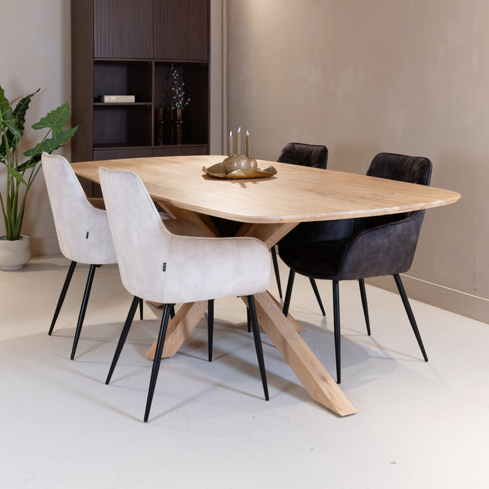 Stilvoller Esszimmerstuhl Lynn in luxuriösem Beige-Velours