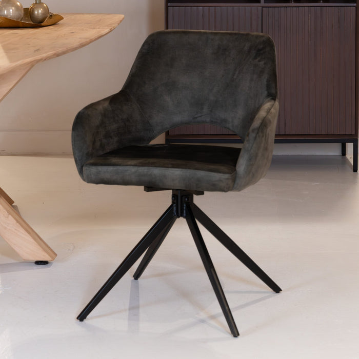 Eleganter Esszimmerstuhl Evi mit luxuriösem Hunter-Velours für maximalen Sitzkomfort