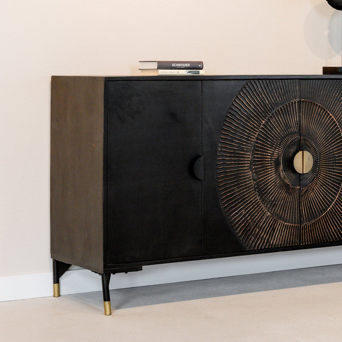 Sun 180 Schrank | 4 Türen | Schwarzes Mangoholz