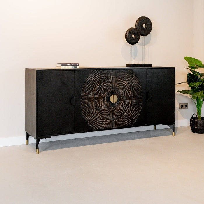 Sun 180 Schrank | 4 Türen | Schwarzes Mangoholz