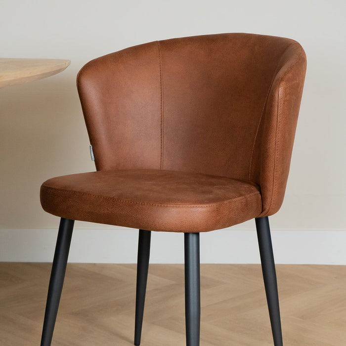 Esszimmerstuhl Wave – Luxuriöses Mikro-Fleece in Cognac für elegante und bequeme Mahlzeiten