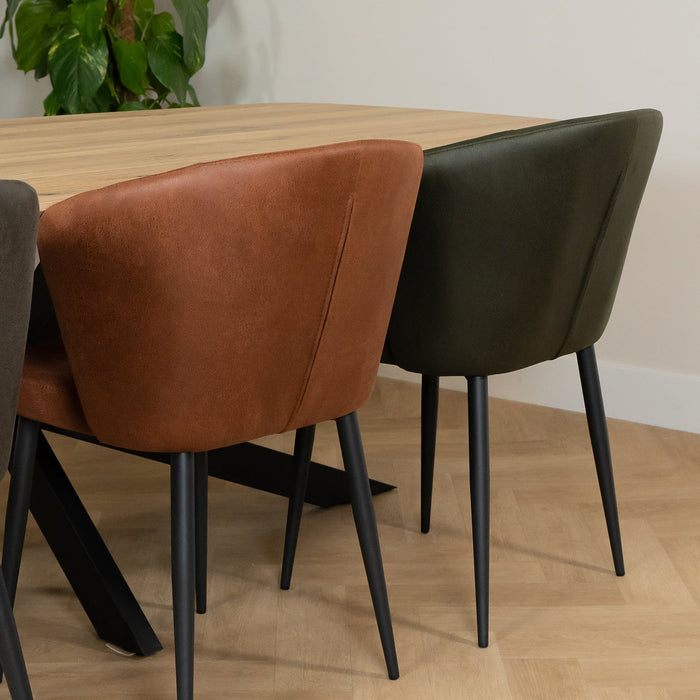 Esszimmerstuhl Wave – Luxuriöses Mikro-Fleece in Cognac für elegante und bequeme Mahlzeiten