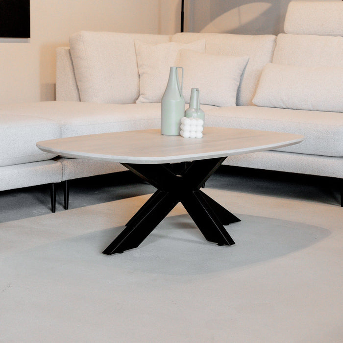 Couchtisch Akagi | Oval, dänisches Design | Hellblondes Mangoholz | 120 cm