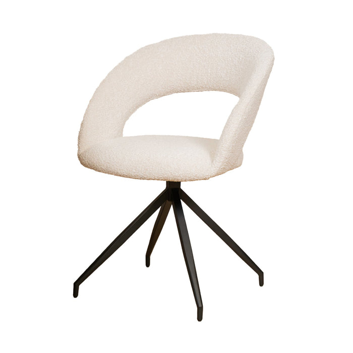 Eleganter Esszimmerstuhl Yara mit luxuriösem Pearl Bouclé für Ihr Esszimmer