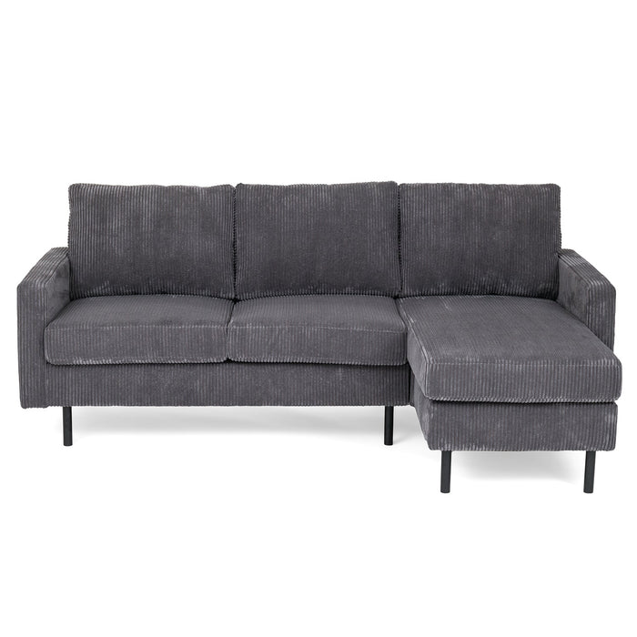 Eckstuhl Auckland | Graues Ribcord | Langer Sessel L+P