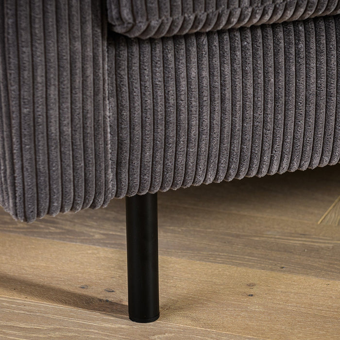 Eckstuhl Auckland | Graues Ribcord | Langer Sessel L+P