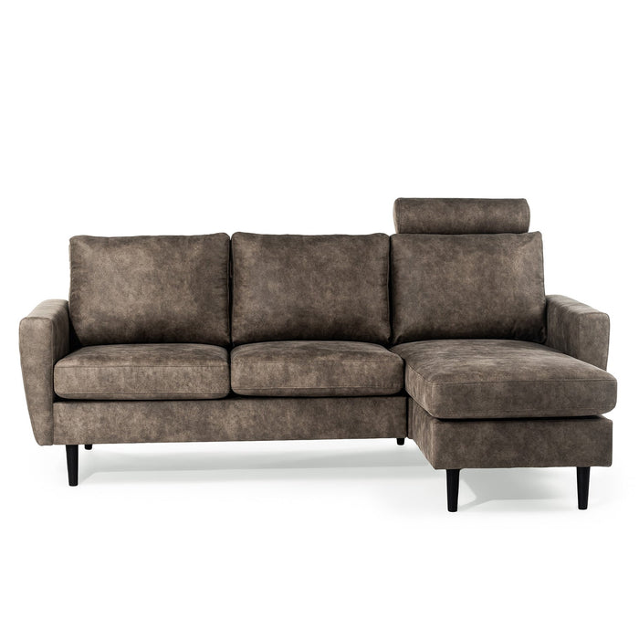 Ecksofa Lindsay | Taupe Savannah | Langer Hocker L+P
