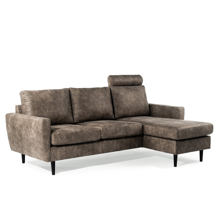 Ecksofa Lindsay | Taupe Savannah | Langer Hocker L+P
