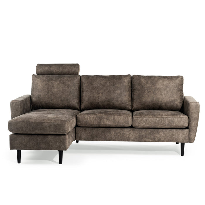 Ecksofa Lindsay | Taupe Savannah | Langer Hocker L+P