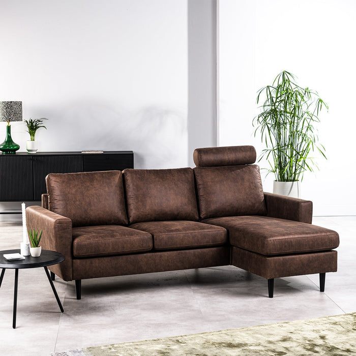Ecksofa Lindsay | Braun Savannah | Langsessel links und rechts