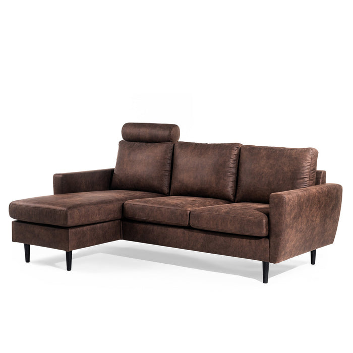 Ecksofa Lindsay | Braun Savannah | Langsessel links und rechts