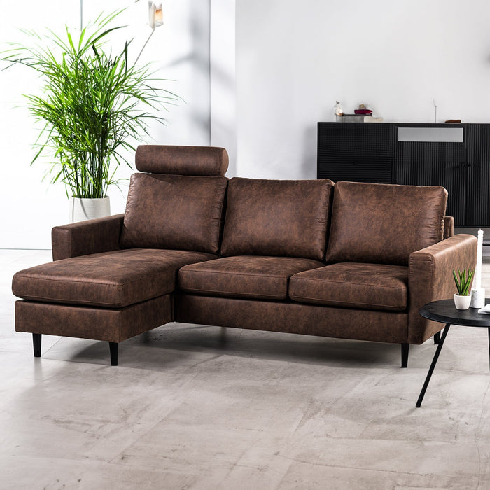 Ecksofa Lindsay | Braun Savannah | Langsessel links und rechts