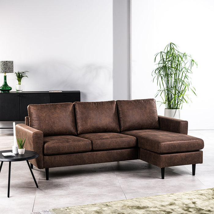 Ecksofa Lindsay | Braun Savannah | Langsessel links und rechts