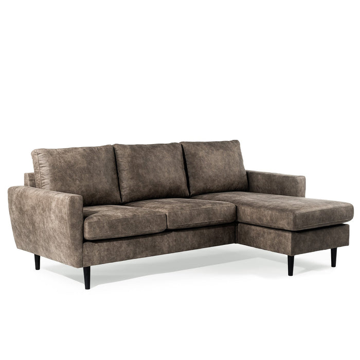 Ecksofa Lindsay | Taupe Savannah | Langer Hocker L+P