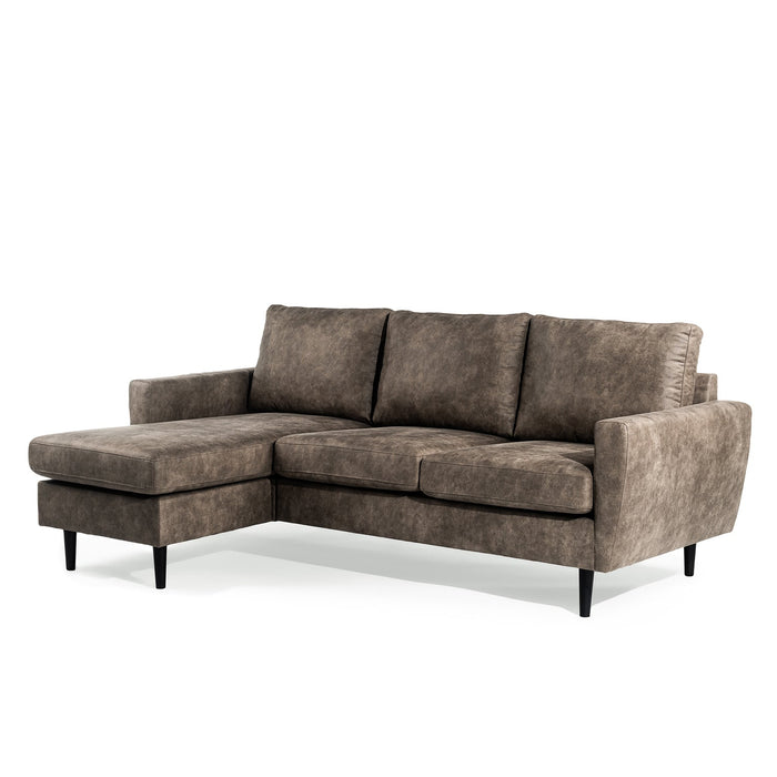 Ecksofa Lindsay | Taupe Savannah | Langer Hocker L+P