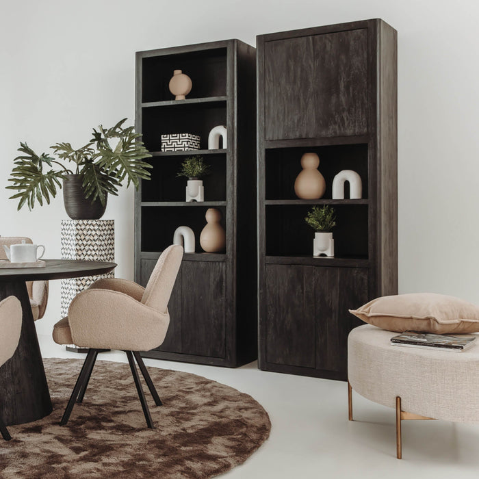 Bücherregal Tenna | Schwarzes Mangoholz