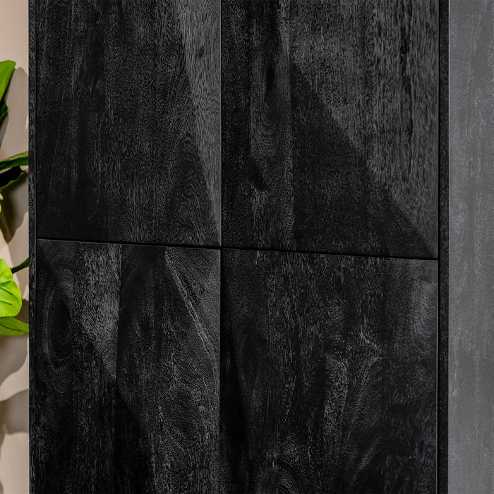 Aufbewahrungsschrank Onyx | Schwarzes Mangoholz | 4 Türen
